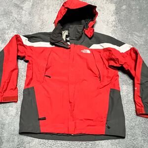 The North Face Coat Mens Medium HyVent Ski Shell Jacket – Red Black Nylon Hooded
